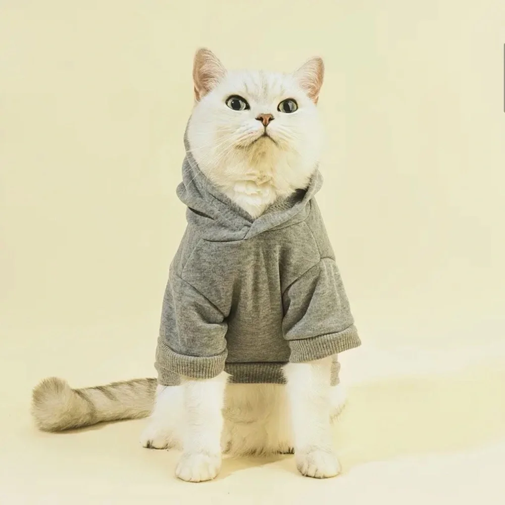 Gray Pet Cat or Dog Hoodie Sweatshirt